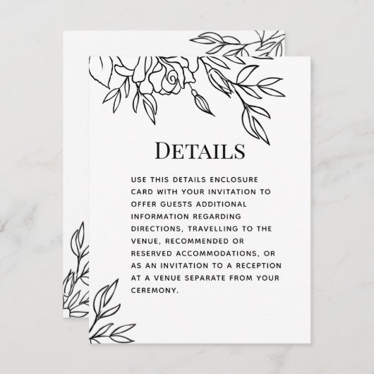 Rose für die Hochzeitsdetails für Pen und Tinte Einladung (Vorne/Hinten)