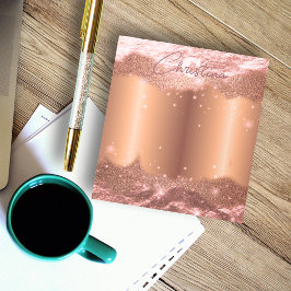 Rose für funkelnd Glitzer - Goldname und Monogramm Notizblock