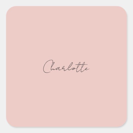 Rose für handgeschriebene Skriptnamen mit Minimali Quadratischer Aufkleber (Vorderseite)