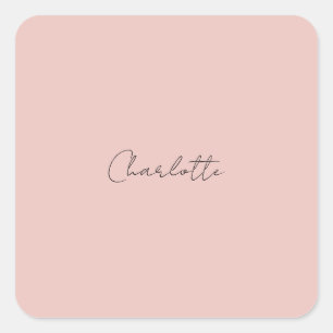 Rose für handgeschriebene Skriptnamen mit Minimali Quadratischer Aufkleber