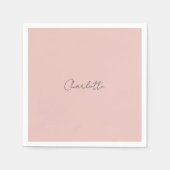 Rose für handgeschriebene Skriptnamen mit Minimali Serviette (Vorderseite)