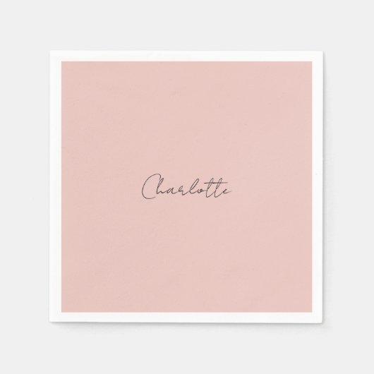Rose für handgeschriebene Skriptnamen mit Minimali Serviette (Vorderseite)