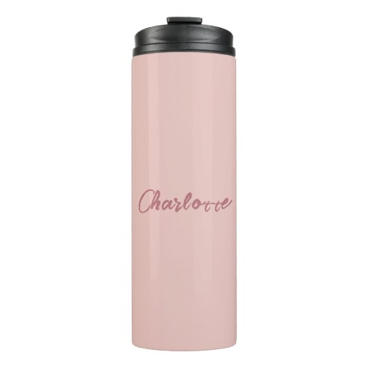 Rose für handgeschriebene Skriptnamen mit Minimali Thermosbecher (Vorderseite)