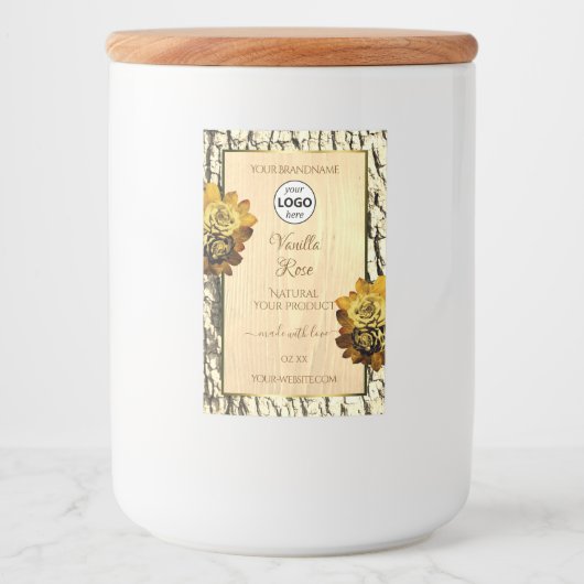 Rose für hellbraune Holzkörner - Logo Lebensmitteletikett (Vorderseite)