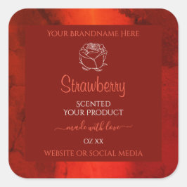 Rose für helle rote Marmormarken Quadratischer Aufkleber