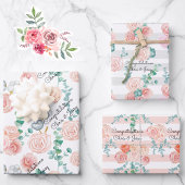 Rose für Hochzeiten 3 Geschenk Geschenkpapier Set