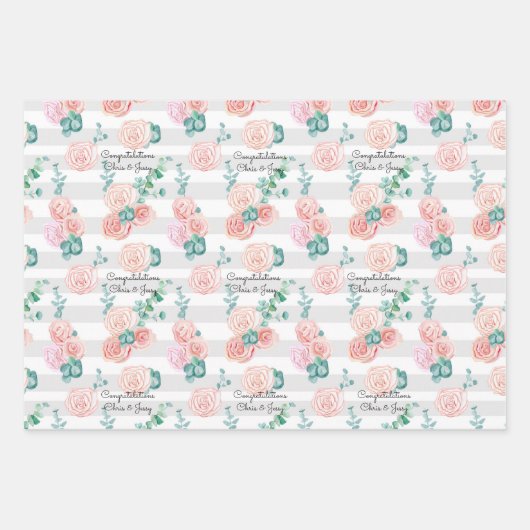 Rose für Hochzeiten 3 Geschenk Geschenkpapier Set (Vorderseite 2)