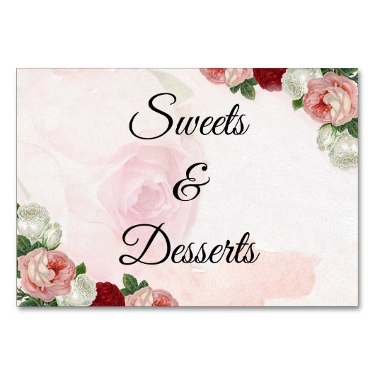 Rose für Hochzeiten oder Desserts - Tischkarte Tischnummer (Vorderseite)