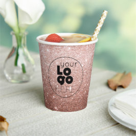 Rose für kundenspezifische Firmenlogos Gold Glitze Pappbecher