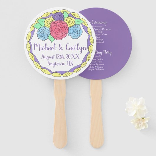 Rose für lila Zuckergüsse Blumenkuchen Fächer (Vorne und Hinten)