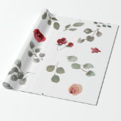 Rose für moderne Aquarellblumen Geschenkpapier (Ungerollt)