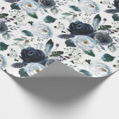 Rose für Navy und Blue Watercolor Geschenkpapier (Ecke)