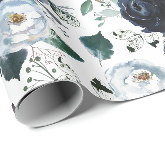 Rose für Navy und Blue Watercolor Geschenkpapier (Rolleneckpunkt)