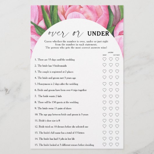 Rose für Peelings - über oder unter Brautparty (Vorderseite)