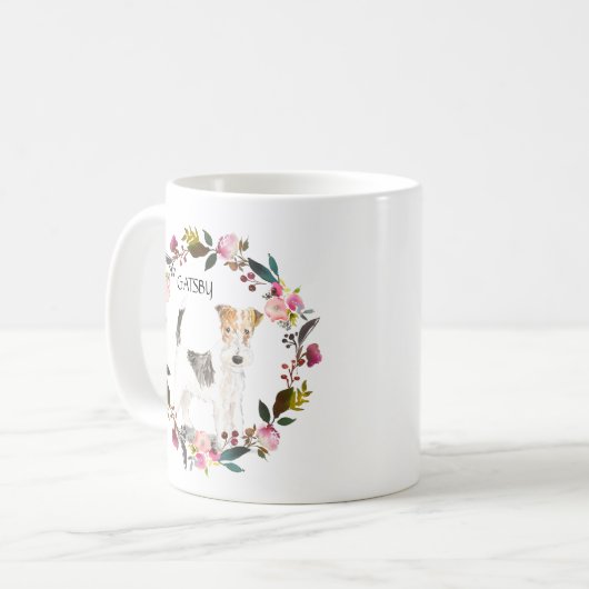 Rose für personalisierte Wasserfarbdraht Kaffeetasse (Vorderseite Links)