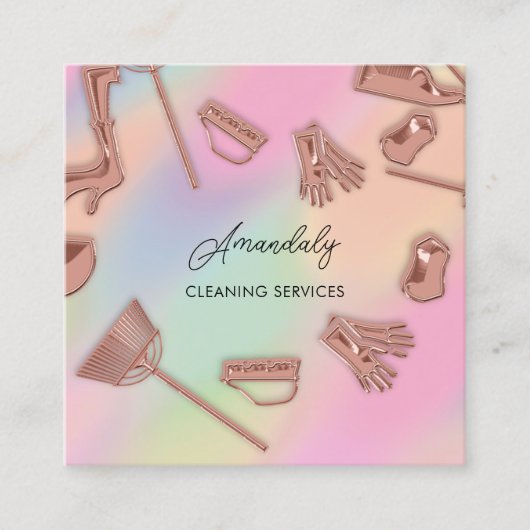 Rose für Reinigungsbüros für Maid House-Dienste Quadratische Visitenkarte (Vorderseite)