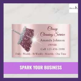 Rose für Reinigungsdienst Silber Rosa Visitenkarte