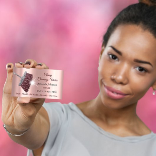 Rose für Reinigungsdienst Silber Rosa Visitenkarte