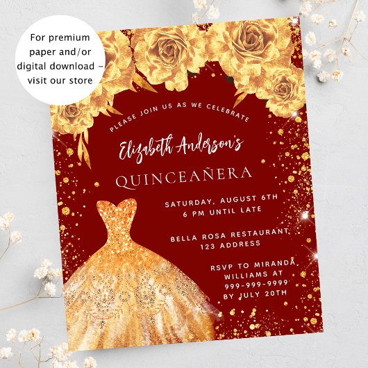 Rose für Rotgoldkleider aus Quinceanera Flyer