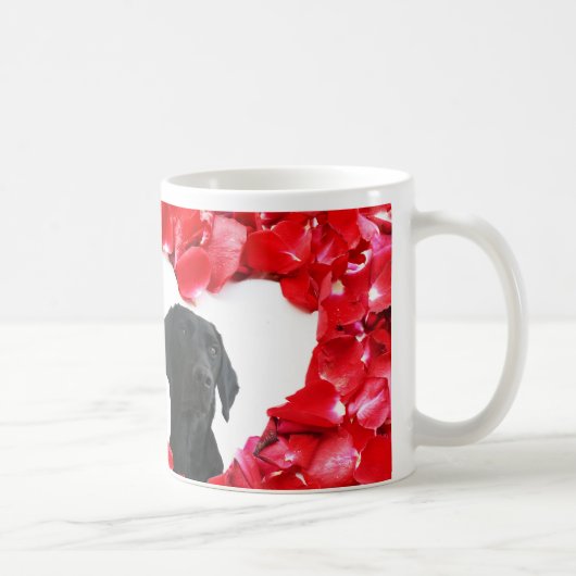 Rose für Schwarze Labrador Hunde Foto-Wurf-Tasse Kaffeetasse (Rechts)