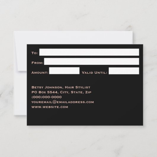 Rose für Schwarze und Imitate Gold Fossilienzertif Einladung (Rückseite)