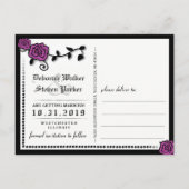 Rose für schwarze und Lila Gothic-Skelette Rett Ankündigungspostkarte (Rückseite)