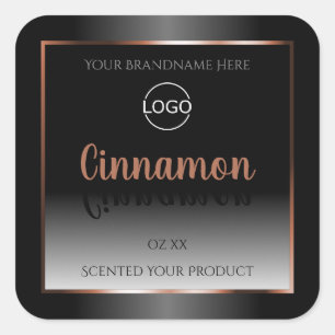 Rose für Schwarzweiß-Produkte Gold-Rahmen-Logo Quadratischer Aufkleber