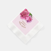 Rose für tiefrosa Aquarellfarben Brautparty Serviette (Ecke)