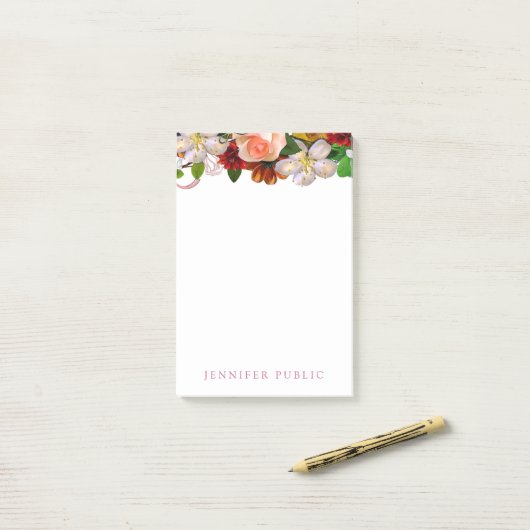 Rose für trendy Blume von Aquarellblumen Post-it Klebezettel (Auf Schreibtisch)