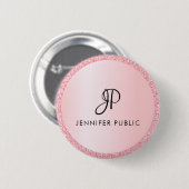 Rose für trendy Monogram-Vorlage Gold-Glitzer-Look Button (Vorne & Hinten)
