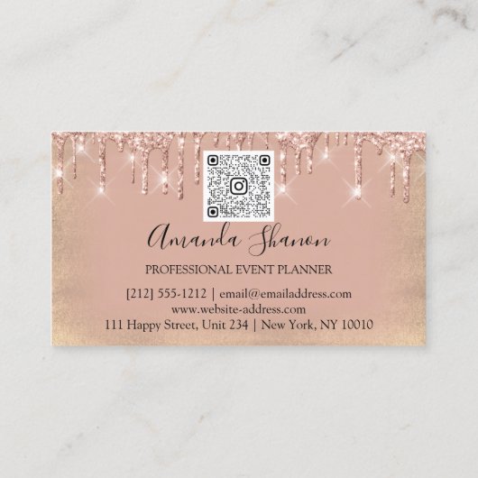 Rose für Veranstaltungsplaner Blume Tropfen QR COD Visitenkarte (Rückseite)