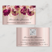 Rose für Veranstaltungsplaner mit Blumenlogo QR CO Visitenkarte (Vorne/Hinten)