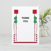 Rose für Vintage Kunst und Kunsthandwerk Dankeskarte (Stehend Vorderseite)