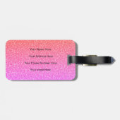 Rose für Vorlageneinträge in Monogramm, rosa Glitz Gepäckanhänger (Rückseite horizontal)