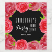 Rose für Wasserfarben Derby Brautparty PERSONALISI Weinetikett (Einzelnes Label)