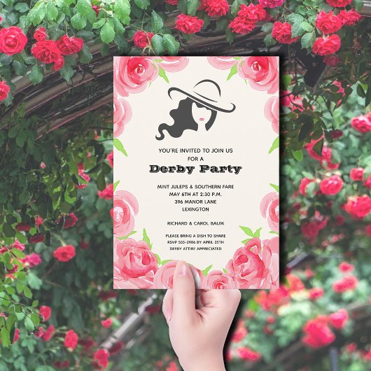 Rose für Wasserfarben Derby Party Einladung