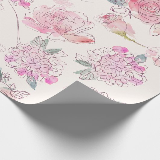 Rose für Wasserfarben Geschenkpapier (Ecke)