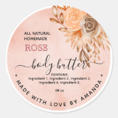 Rose für Wasserfarben, hausgemachte BODY BUTTER Runder Aufkleber (Vorderseite)