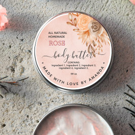 Rose für Wasserfarben, hausgemachte BODY BUTTER Runder Aufkleber