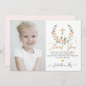 Rose für Wasserfarben - Kommunion Vielen Dank Einladung (Vorne/Hinten)