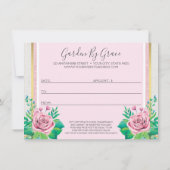 Rose für Wasserfarben Rustikales Holzgeschenkgutsc Einladung (Rückseite)