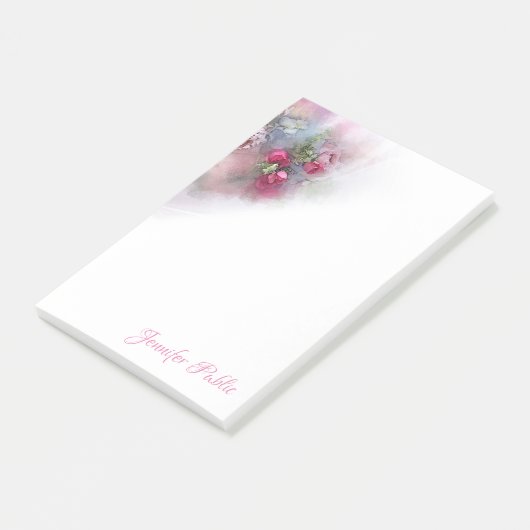 Rose für Wasserfarben Script Elegante Vorlage Post-it Klebezettel (angewinkelt)