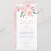 Rose für Wasserfarben Taufe Girl Menükarte (Vorne/Hinten)