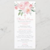 Rose für Wasserfarben Taufe Girl Menükarte (Vorderseite)