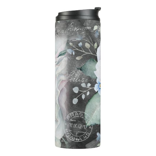 Rose für Wasserfarbenkarton Thermosbecher (Nach links gedreht)