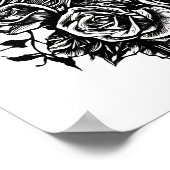 Rose für weibliche Schädel erhalten Original Tinte Poster (Ecke)