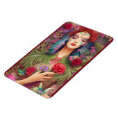 Rose für weibliche Schönheit in Federn Magnet (Linke Seite)