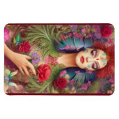 Rose für weibliche Schönheit in Federn Magnet (Horizontal)