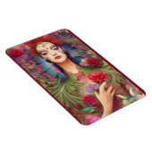 Rose für weibliche Schönheit in Federn Magnet (Rechte Seite)