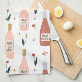 Rose ganztägig Weinliebhaber Muster Geschirrtuch (Viertel Falte)